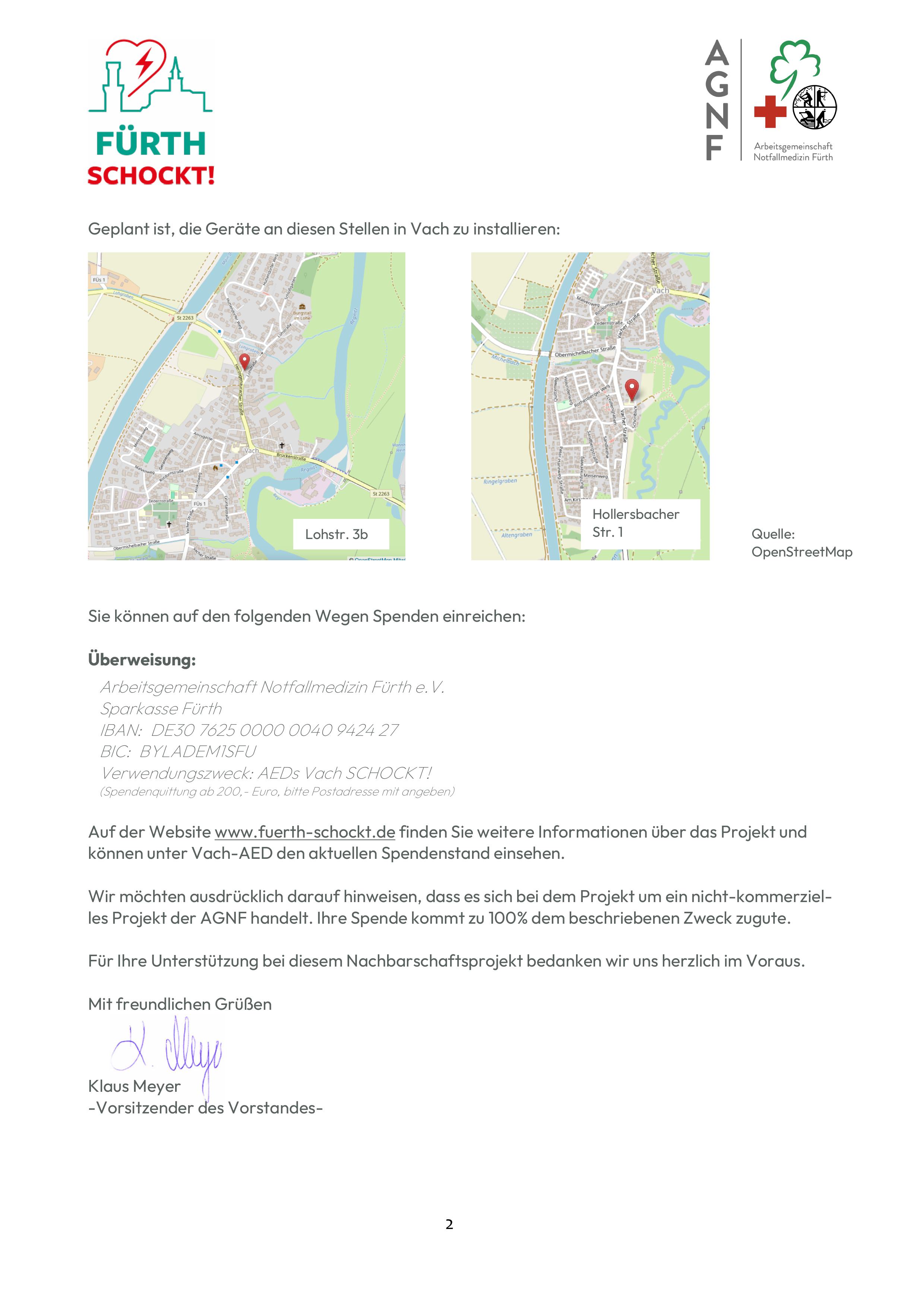 Brief für die Spendenaktion